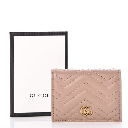 Gucci Calfskin Matelasse GG Marmont Card Case Wallet Porcelain Rose 7 of 8