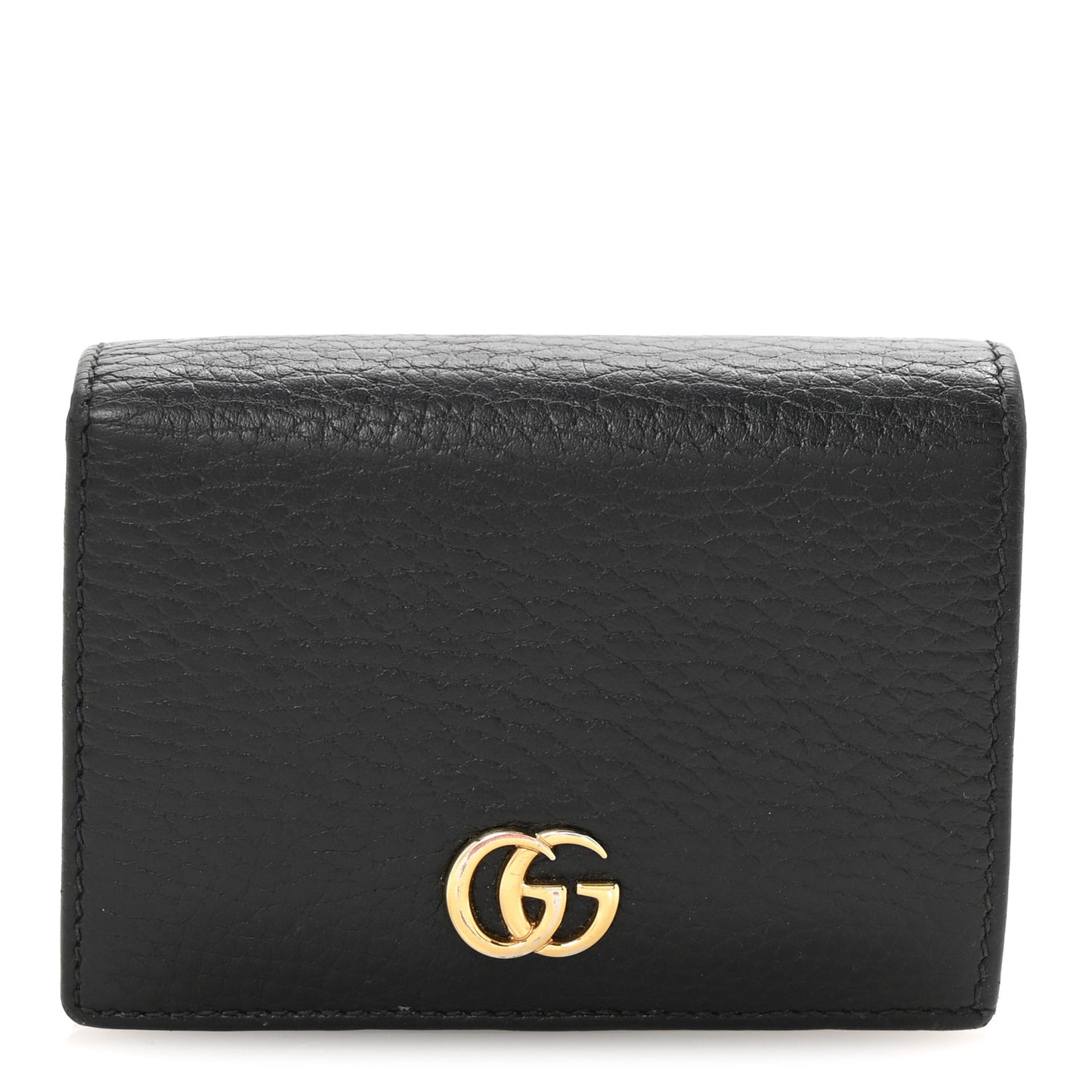 Pebbled Calfskin GG Marmont Card Case Black