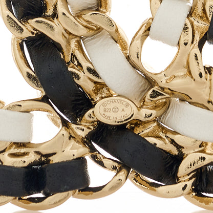 Chanel Lambskin Chain CC Brooch Black White Gold 4 of 5