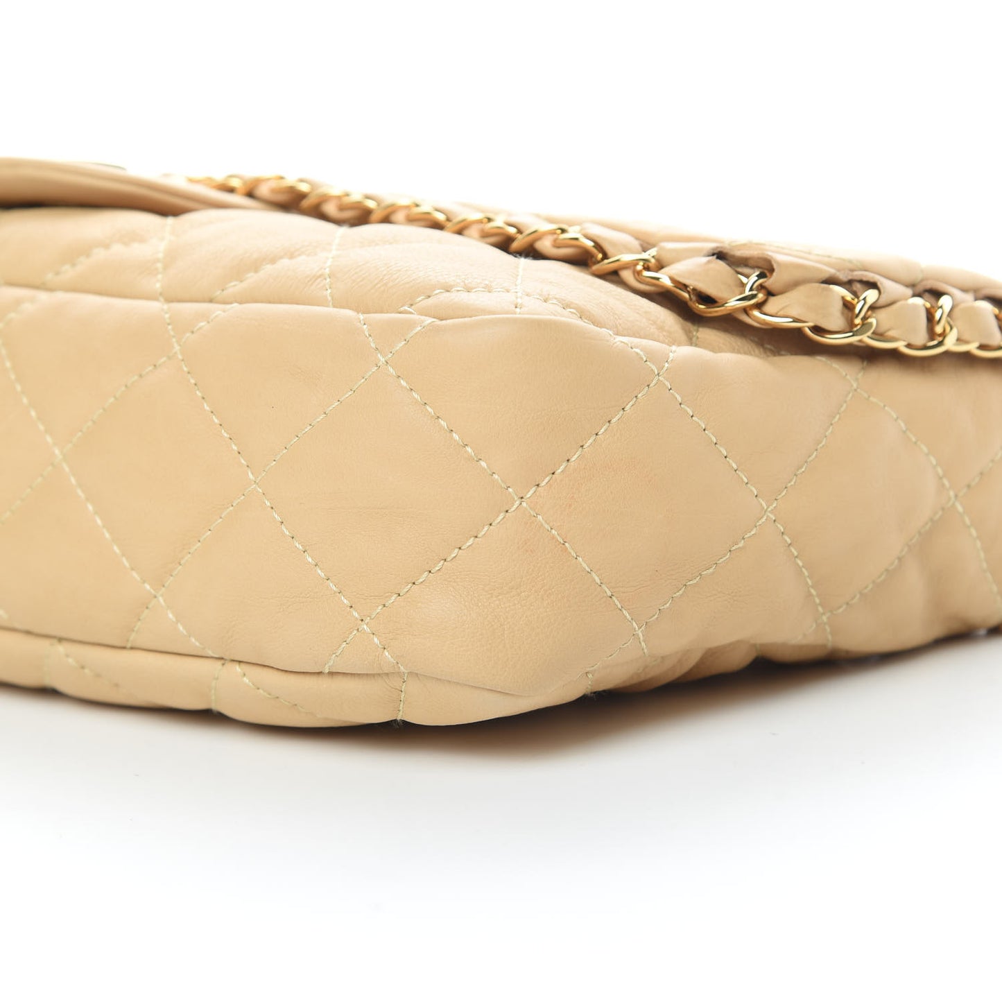 Calfskin Quilted Medium Chain Me Flap Light Beige