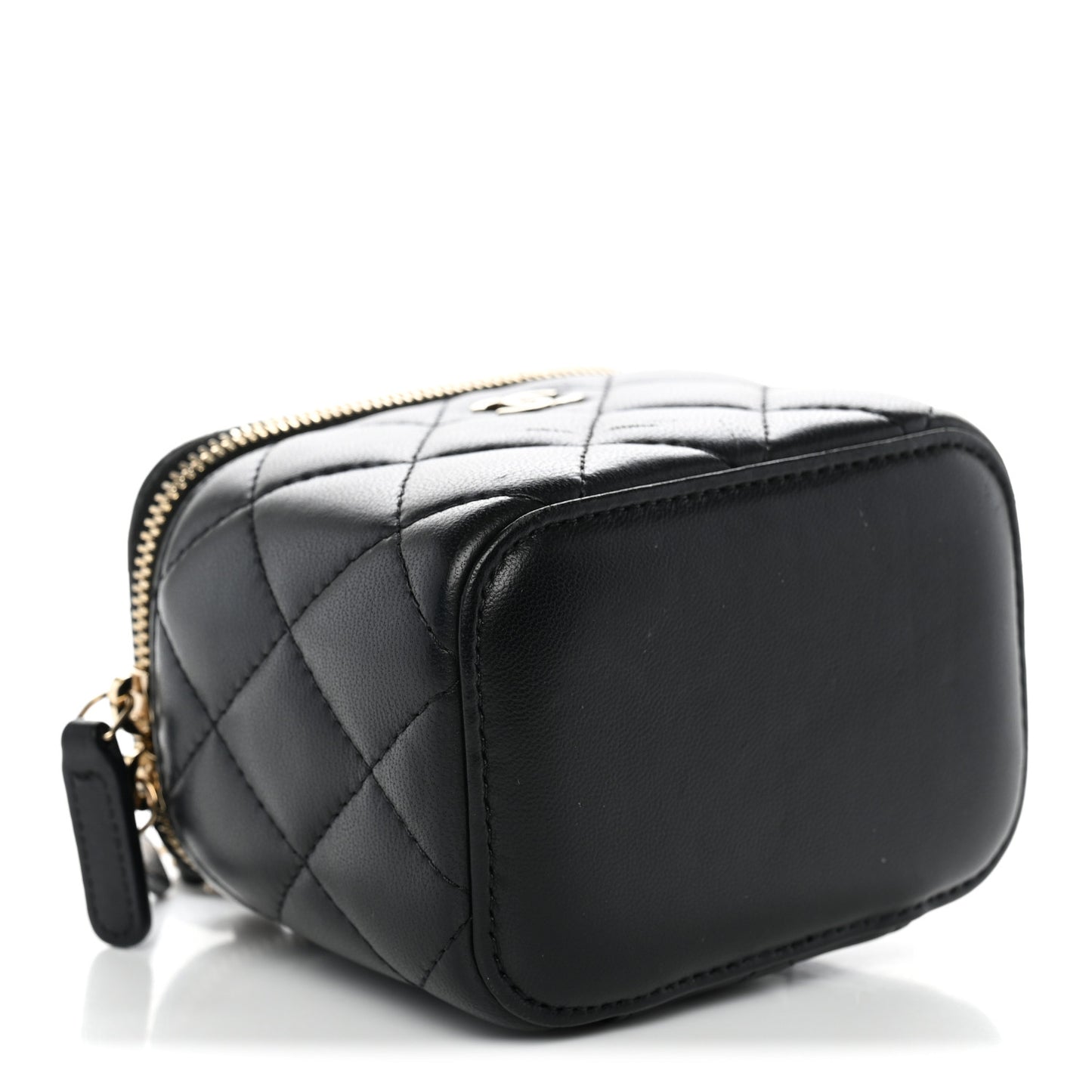 Lambskin Quilted Mini Vanity Case With Chain Black