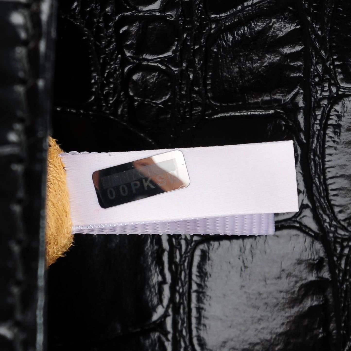 Patent Calfskin Crocodile Effect Rivera Clutch Black