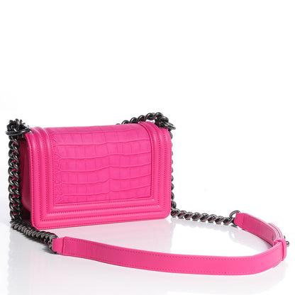 Chanel Matte Alligator Small Boy Flap Dark Pink 3 of 9