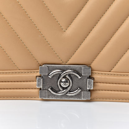 Chanel Lambskin Chevron Quilted New Medium Boy Flap Beige 22 of 22