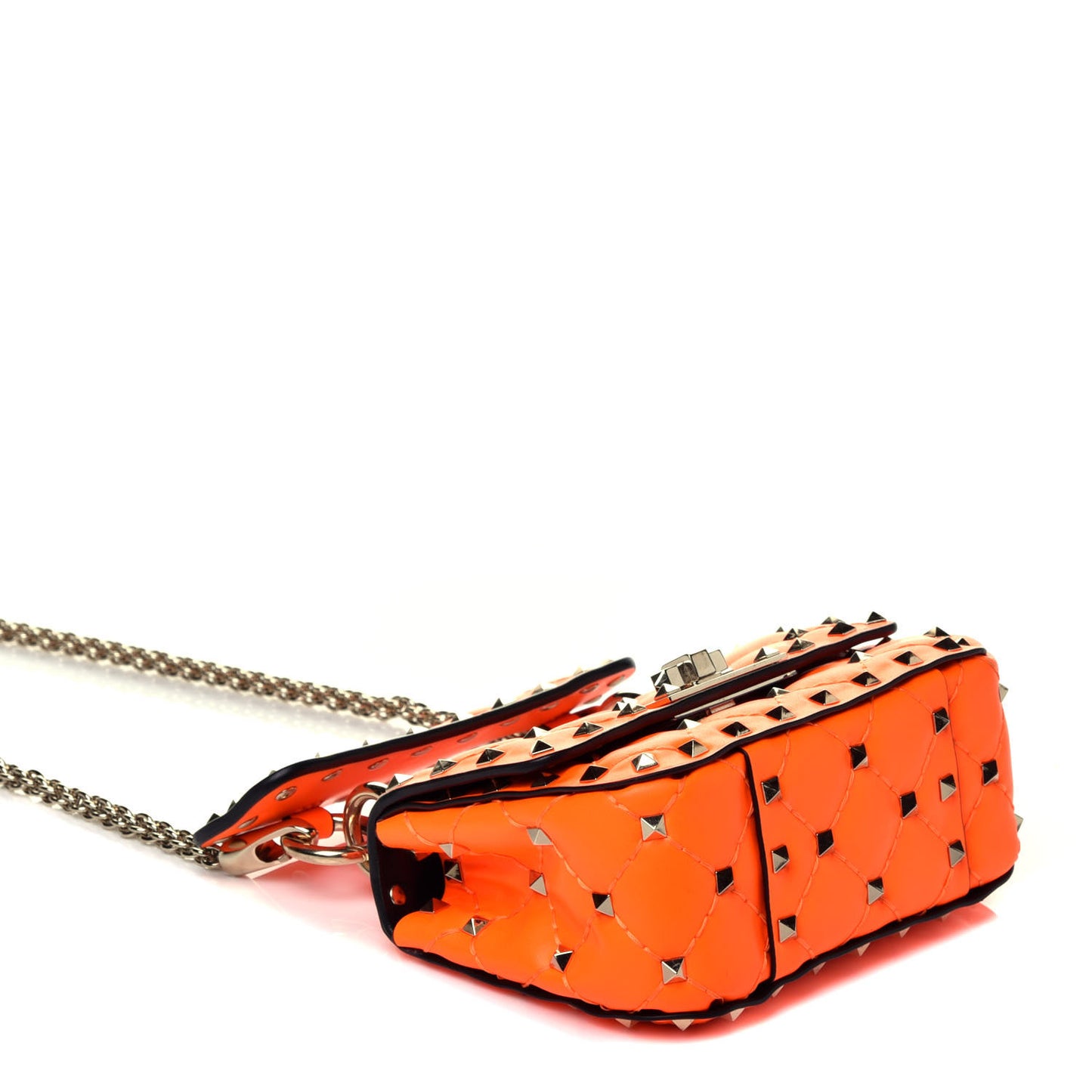 Calfskin Micro Rockstud Spike Shoulder Bag Orange