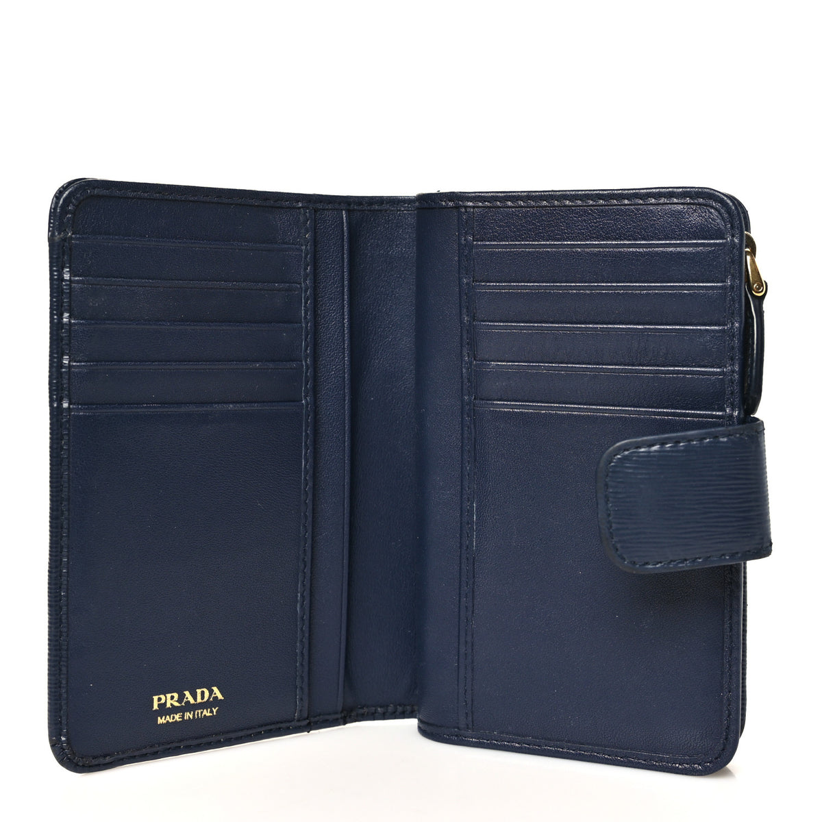 Prada Vitello Move Metal Compact Wallet Baltico 5 of 10