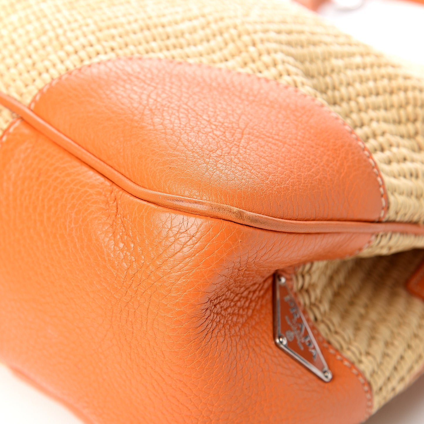 Paglia Vitello Satchel Naturale Papaya