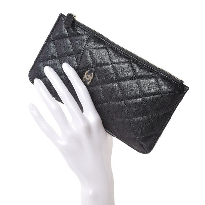 Chanel Iridescent Caviar Quilted Classic Flat Wallet Pouch Black 2 of 8