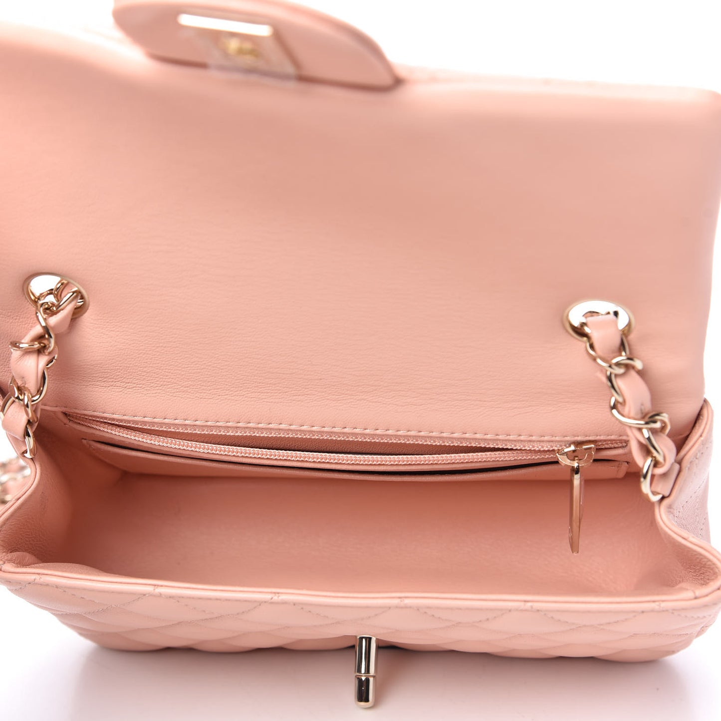 Lambskin Quilted Mini Rectangular Flap Light Pink