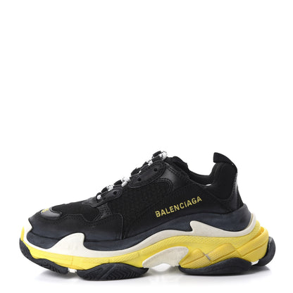Balenciaga Fabric Mesh Womens Triple S Sneakers 35 Black Yellow 1 of 8