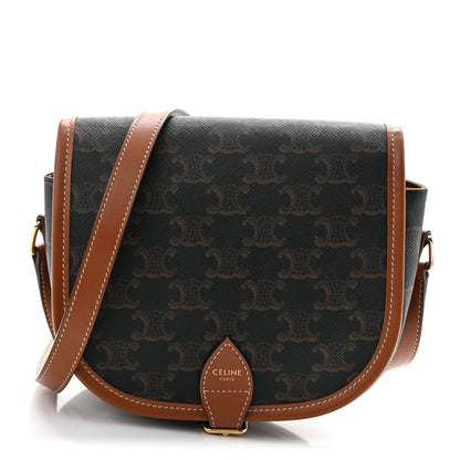 Celine Triomphe Canvas Medium Folco Bag Tan 1 of 9