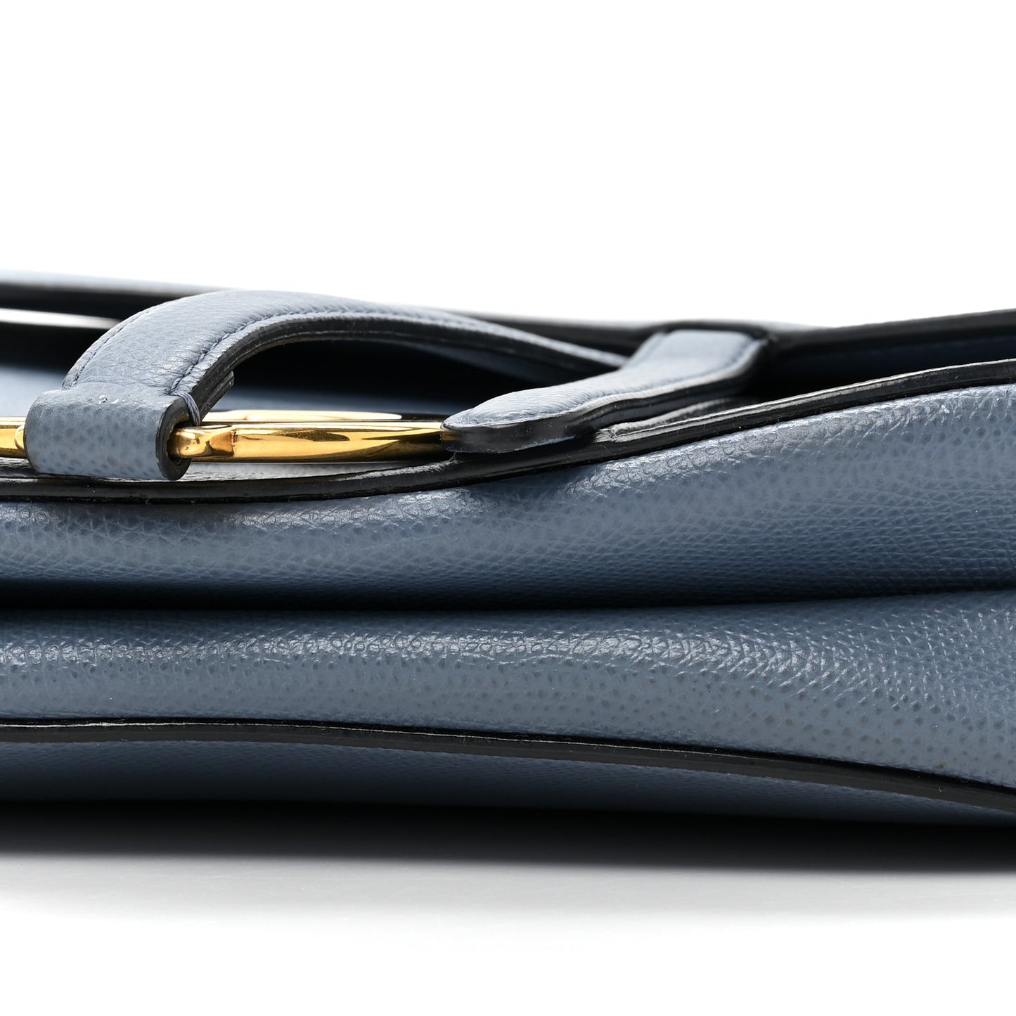 Grained Calfskin Saddle Bag Denim Blue