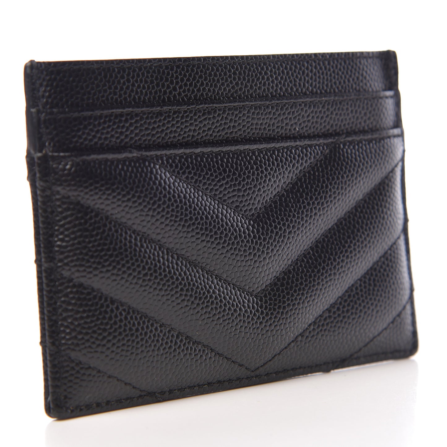 Grain De Poudre Matelasse Chevron Monogram Credit Card Case Black