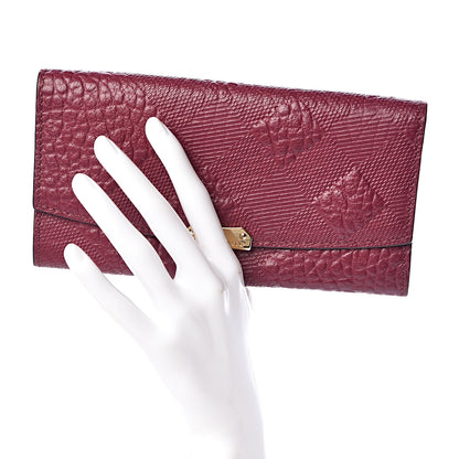 Burberry Signature Grain Calfskin Check Embossed Porter Continental Wallet Dark Plum 2 of 9