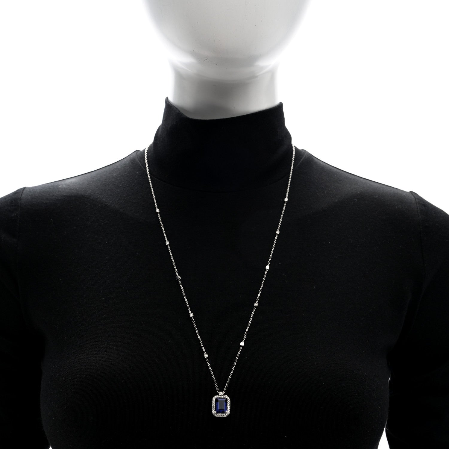 Pasquale Bruni 18K White Gold Diamond Iolite Pendant Necklace 2 of 4