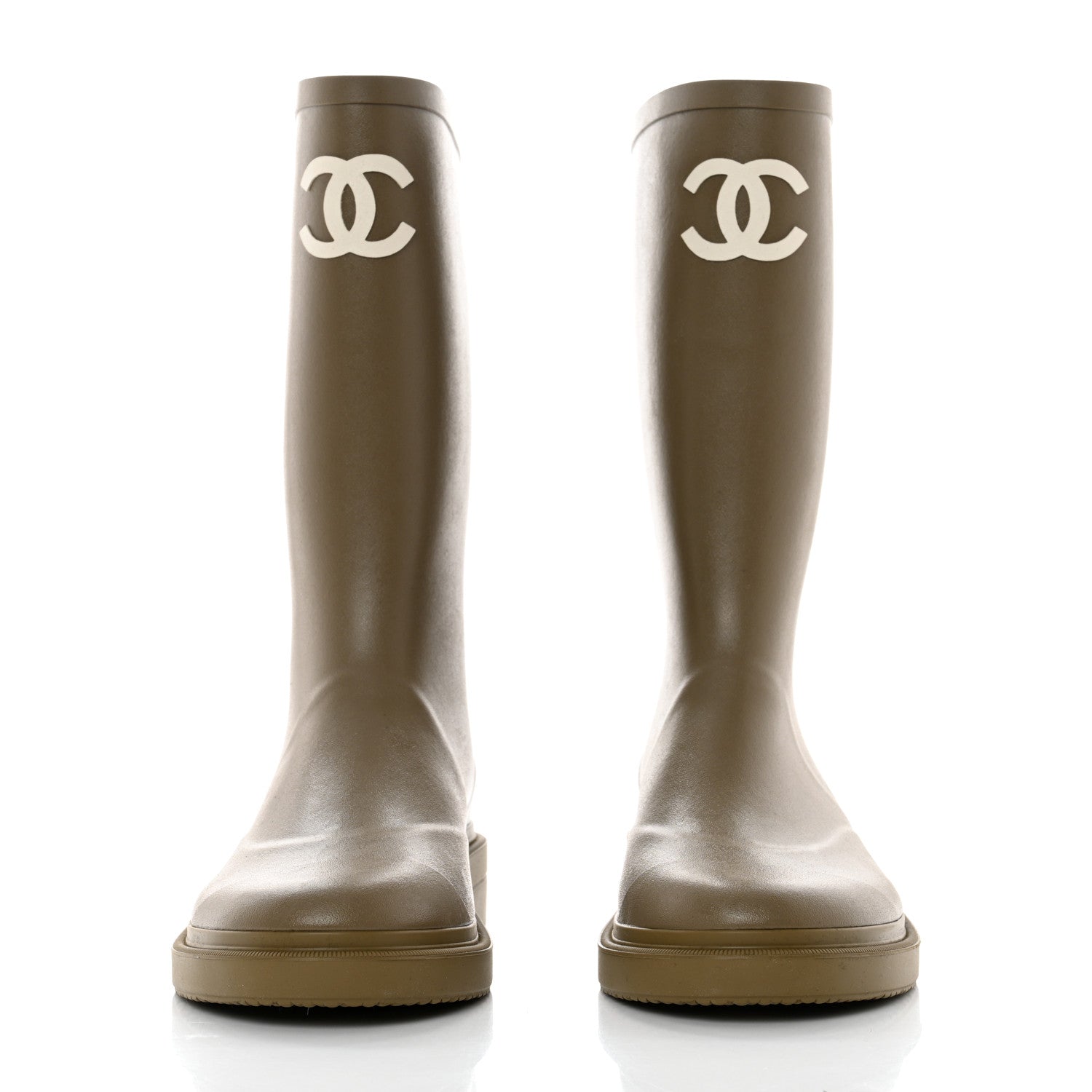 Chanel Caoutchouk CC High Boots 39 Dark Beige 2 of 9