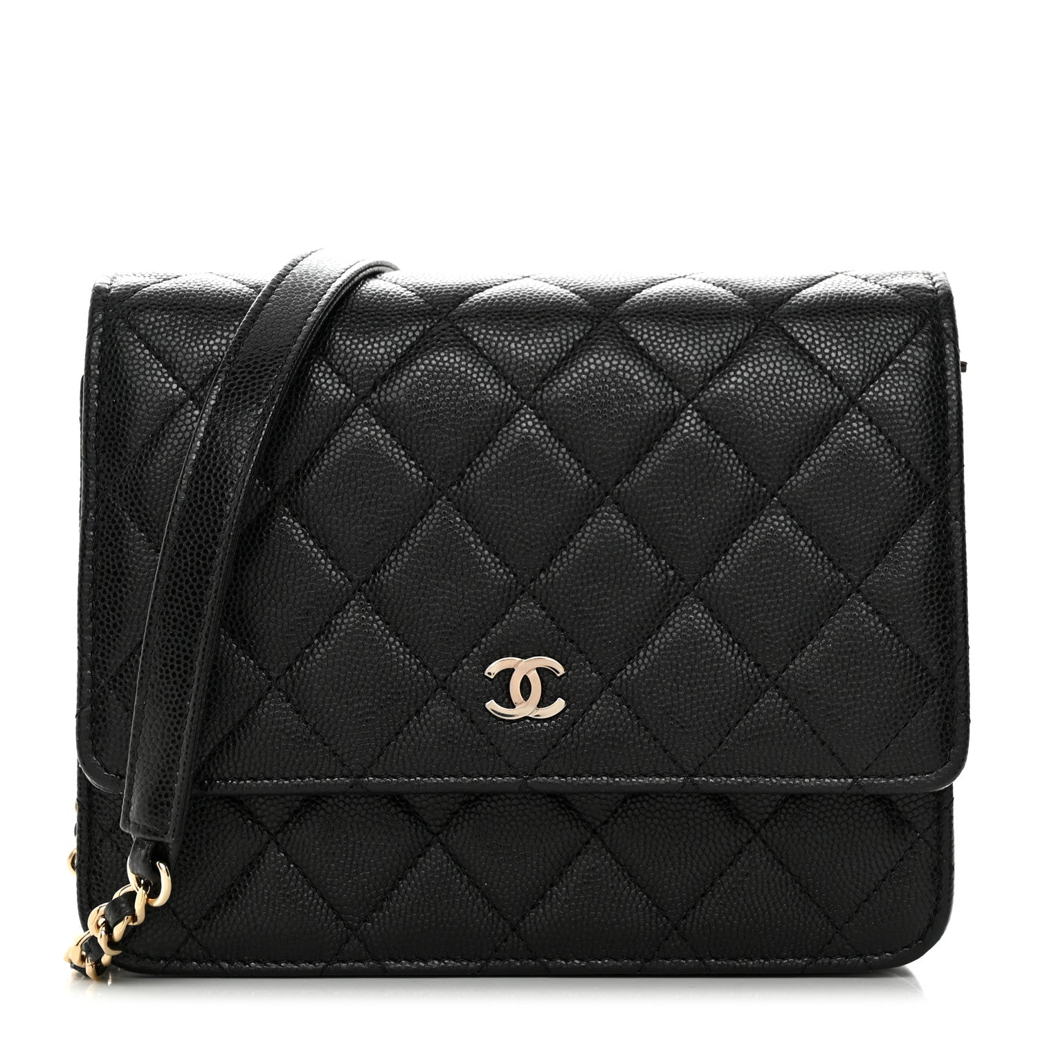 Chanel Caviar Quilted Square Wallet On Chain WOC Black 1 of 12
