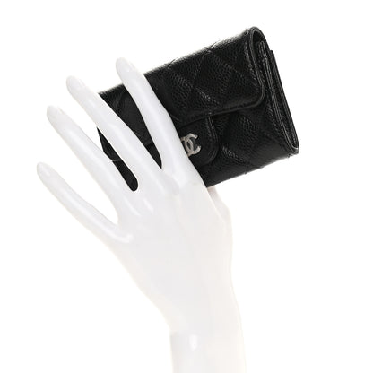Chanel Caviar Quilted Flap Card Holder Wallet Black 2 of 9
