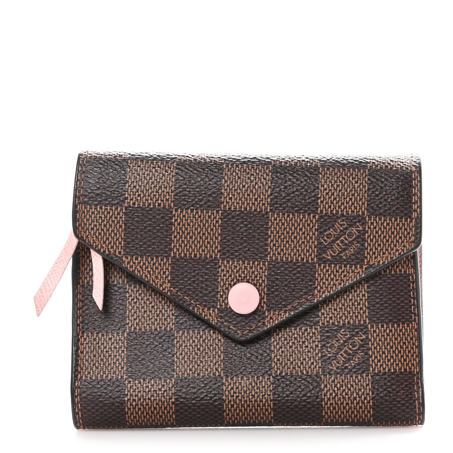 Louis Vuitton Damier Ebene Victorine Wallet Rose Ballerine 1 of 8