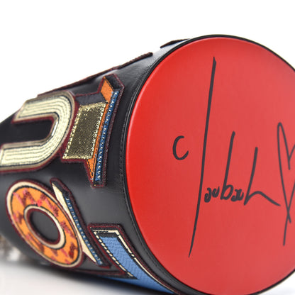Christian Louboutin Calfskin Embroidered Alpha Marie Jane Bucket Black Multicolor 7 of 10