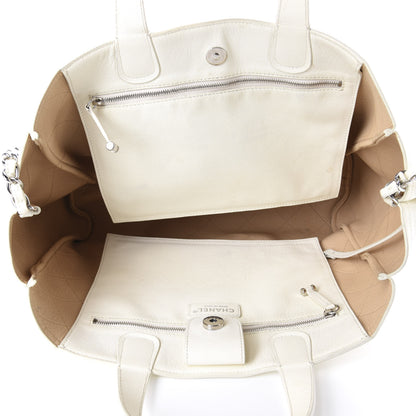 Chanel Caviar Stitched Large Shopping Tote White 6 of 14