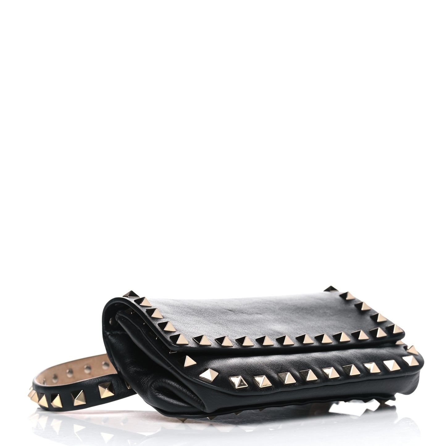 Calfskin Rockstud Belt Bag Black