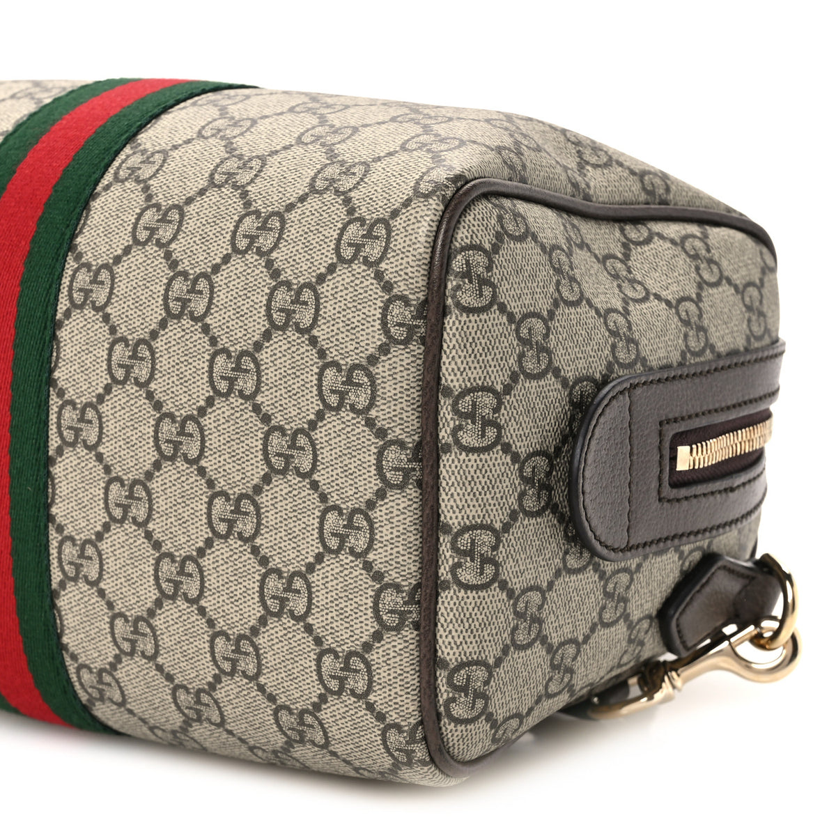 Gucci GG Supreme Monogram Web Medium Ophidia Top Handle Bag Beige Dark Brown 11 of 12