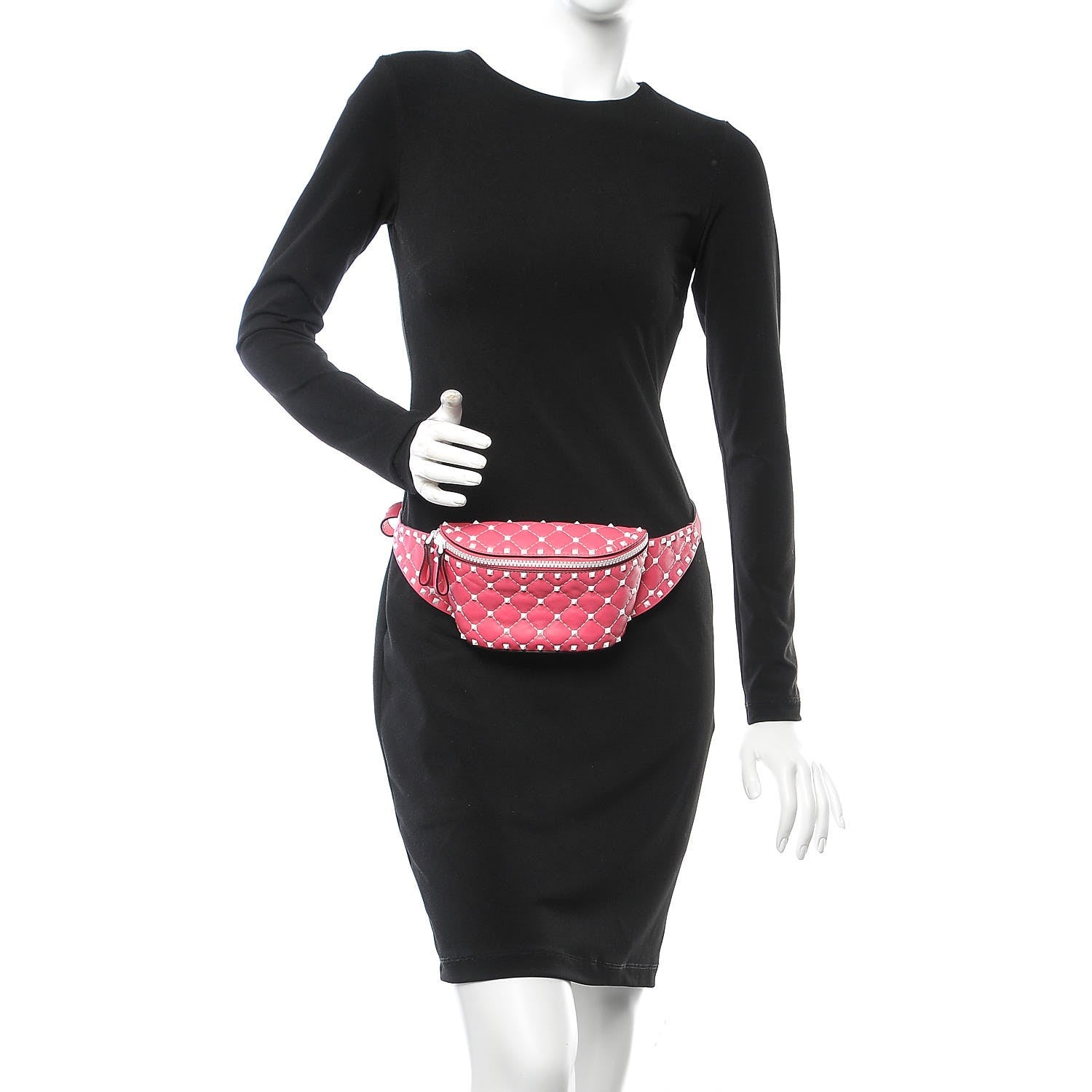 Valentino Garavani Lambskin Free Rockstud Spike Belt Bag 85 Shadow Pink 2 of 8