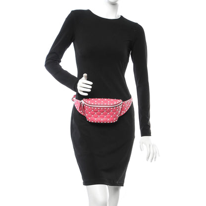 Valentino Garavani Lambskin Free Rockstud Spike Belt Bag 85 Shadow Pink 2 of 8