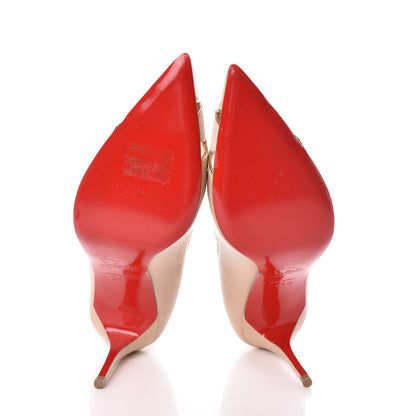 Christian Louboutin Shiny Nappa Suede Specchio Patent Biblio 85 Pumps 36.5 Nude Platine 5 of 10