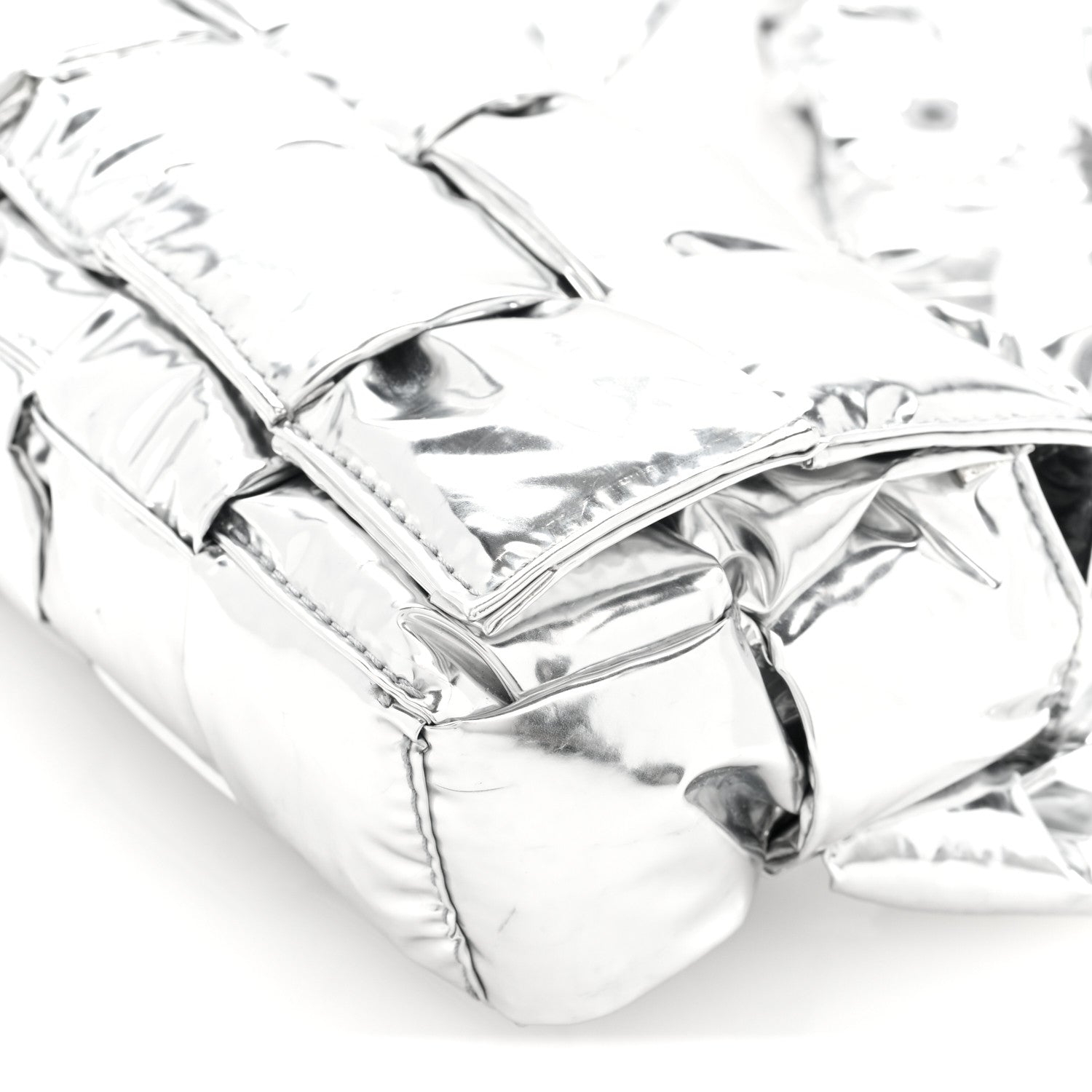 Bottega Veneta Metallic Lambskin Maxi Intrecciato Padded The Belt Cassette Bag Silver 9 of 9