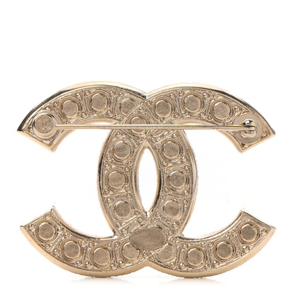 Chanel Metal Crystal Graduated Pearl CC Brooch Gold 3 of 5