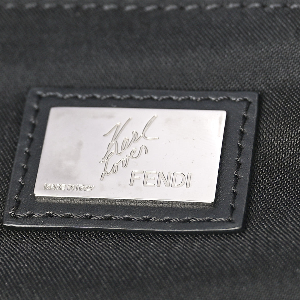 Fendi Nylon Vitello Century Mink Fox Goat Fur Studded Karlito Backpack Black Multicolor 6 of 10
