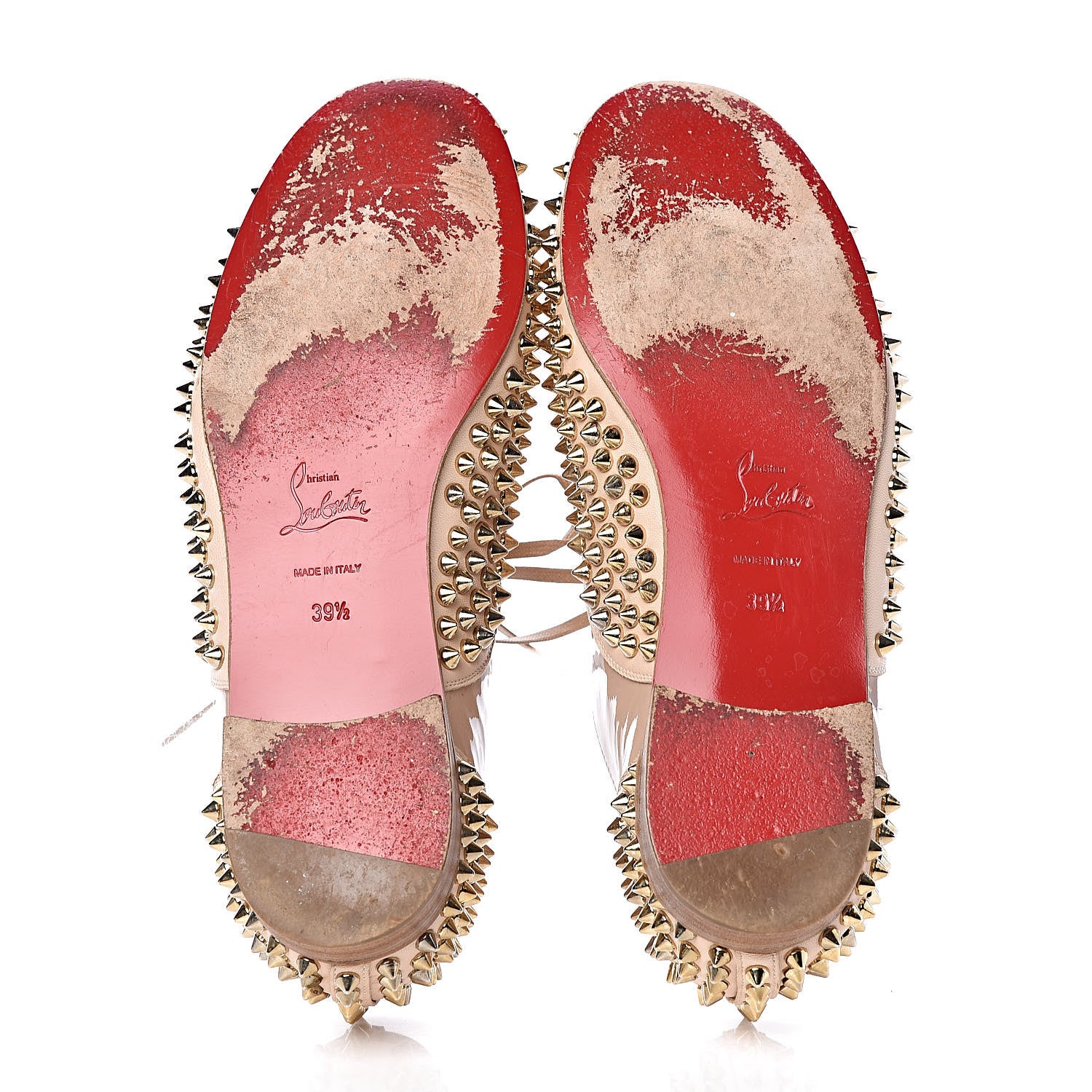 Christian Louboutin Nappa Freddy Spikes Donna Flat Sneakers 39.5 Poudre 5 of 17