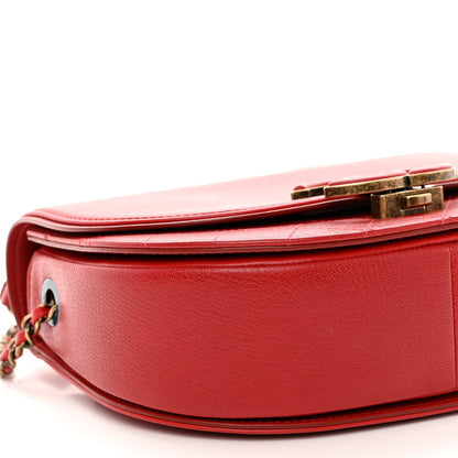 Chanel Shiny Calfskin Goatskin Quilted Small Coco Curve Messenger Flap Red 9 of 11