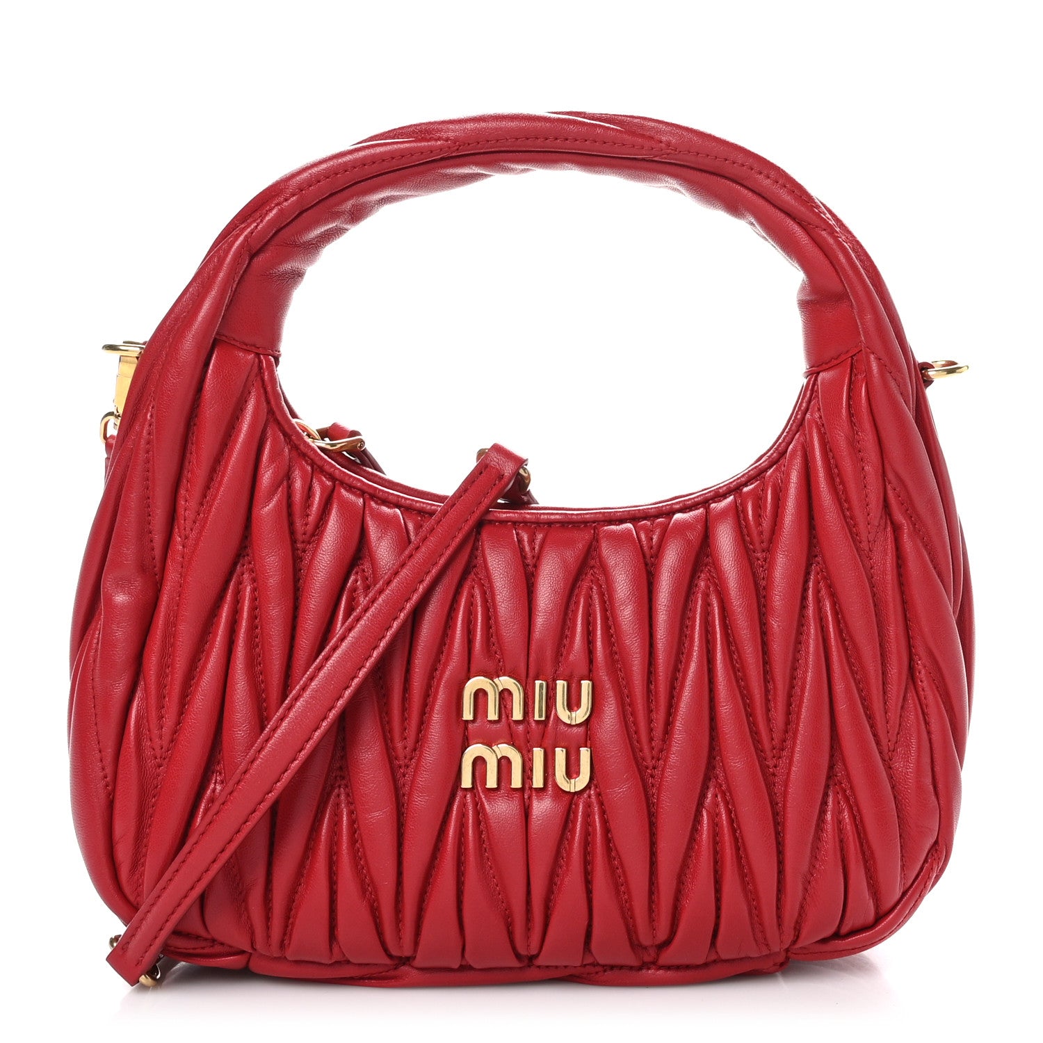 Miu Miu Nappa Matelasse Wander Hobo Fuoco 1 of 9