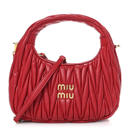 Miu Miu Nappa Matelasse Wander Hobo Fuoco 1 of 9