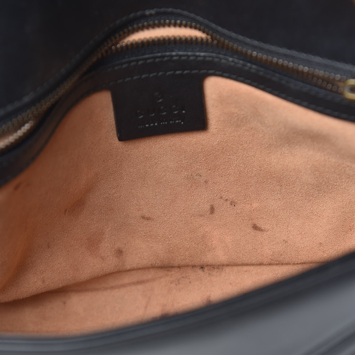 Gucci Calfskin Matelasse Small GG Marmont Shoulder Bag Black 11 of 14
