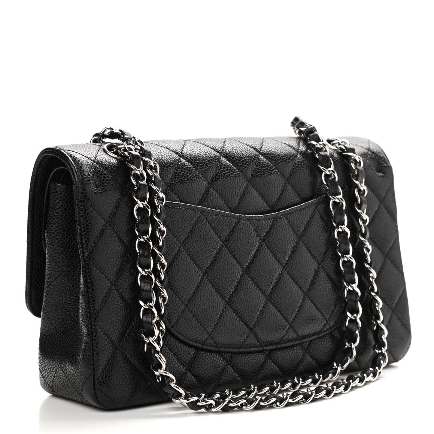 Caviar Quilted Medium Double Flap Black