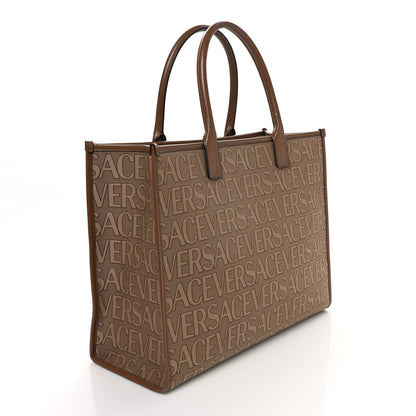 Versace Jacquard Canvas Large Allover Medusa Tote Beige 3 of 12