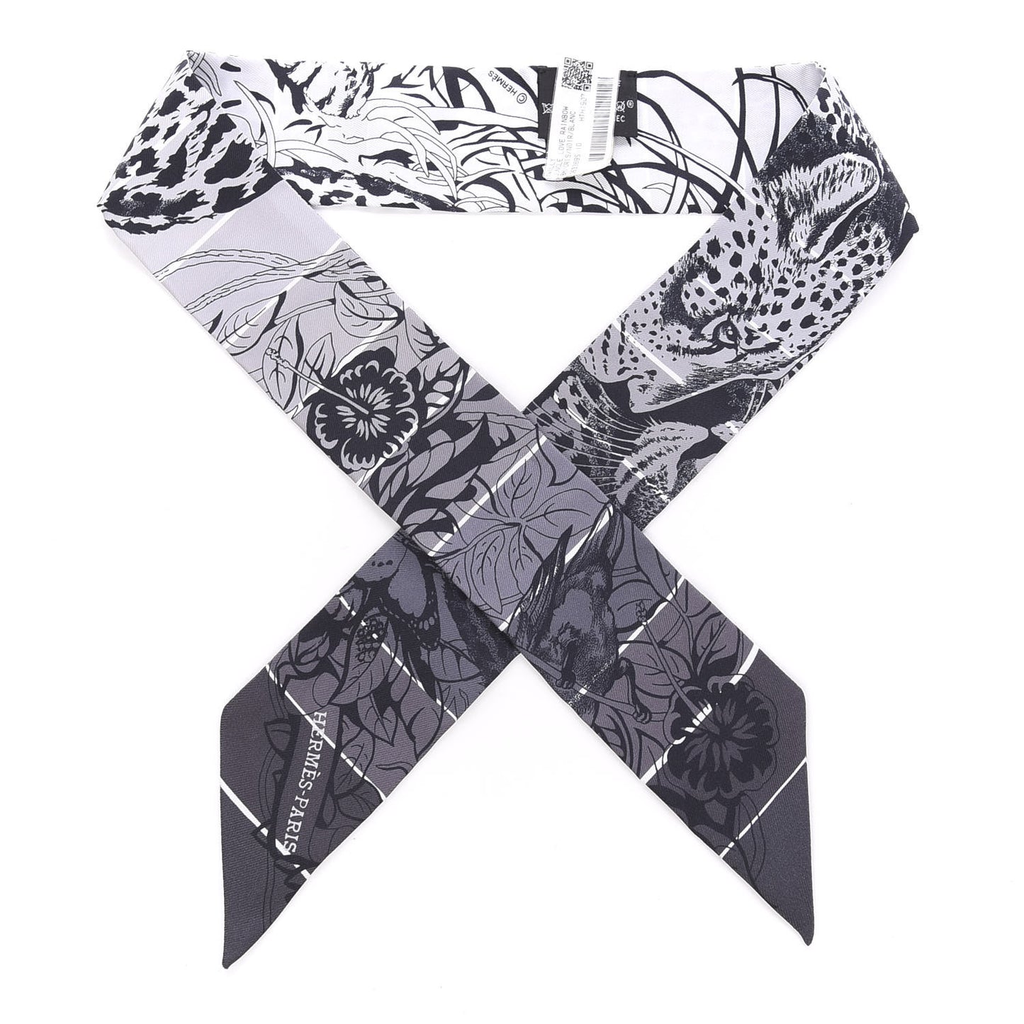 Silk Jungle Love Rainbow Twilly Gris Black White