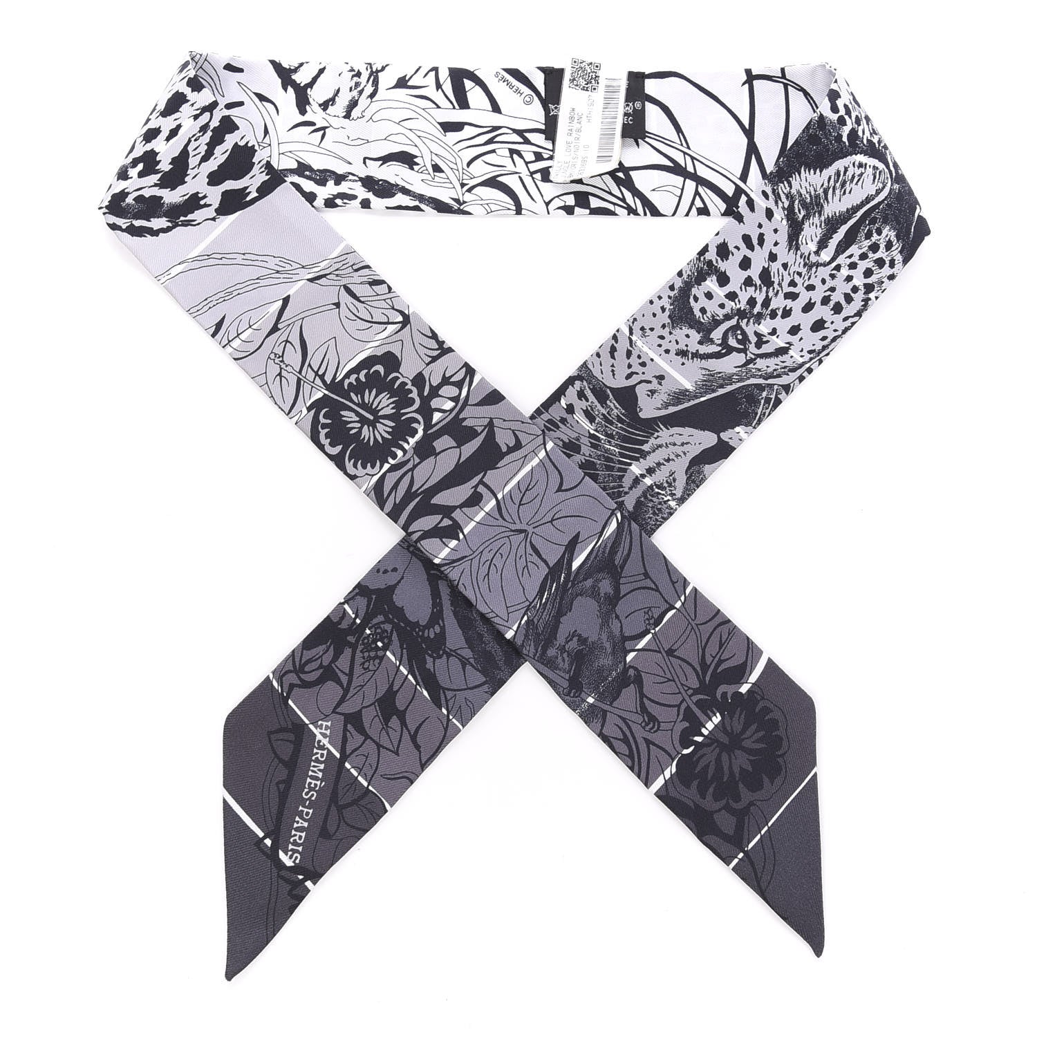 Hermes Silk Jungle Love Rainbow Twilly Gris Black White 1 of 4