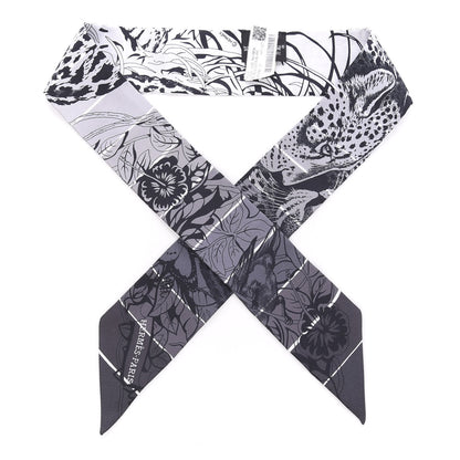 Hermes Silk Jungle Love Rainbow Twilly Gris Black White 1 of 4