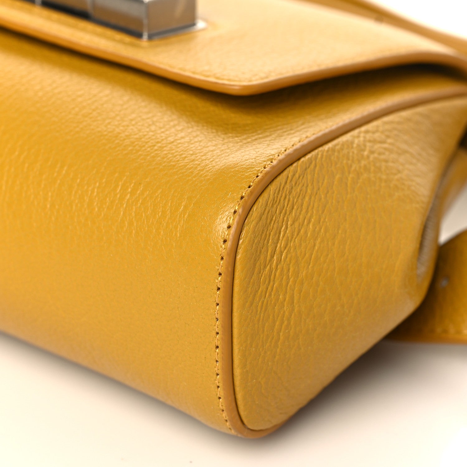 Bottega Veneta Grained Calfskin Geometric Belt Bag Mustard Yellow 8 of 8