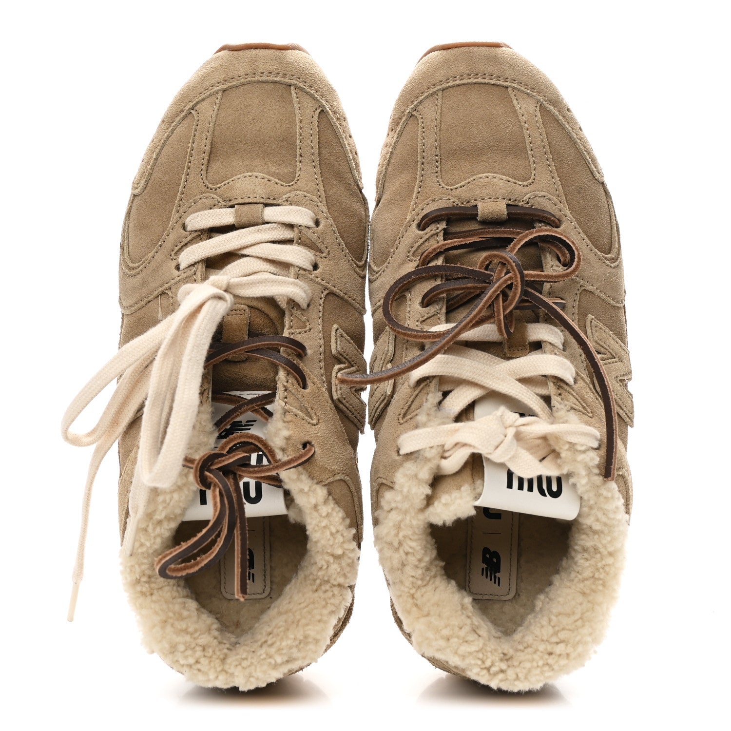 Miu Miu X NEW BALANCE Suede Shearling 530 SL Sneakers 37 Ecru 2 of 9