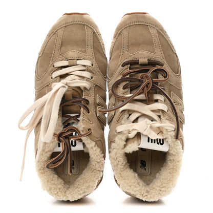 Miu Miu X NEW BALANCE Suede Shearling 530 SL Sneakers 37 Ecru 2 of 9