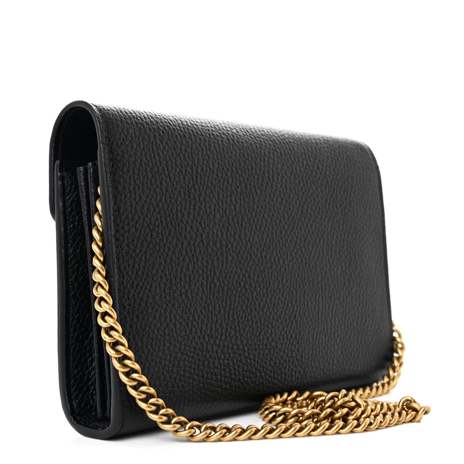 Gucci Calfskin GG Marmont Chain Wallet Black 3 of 13