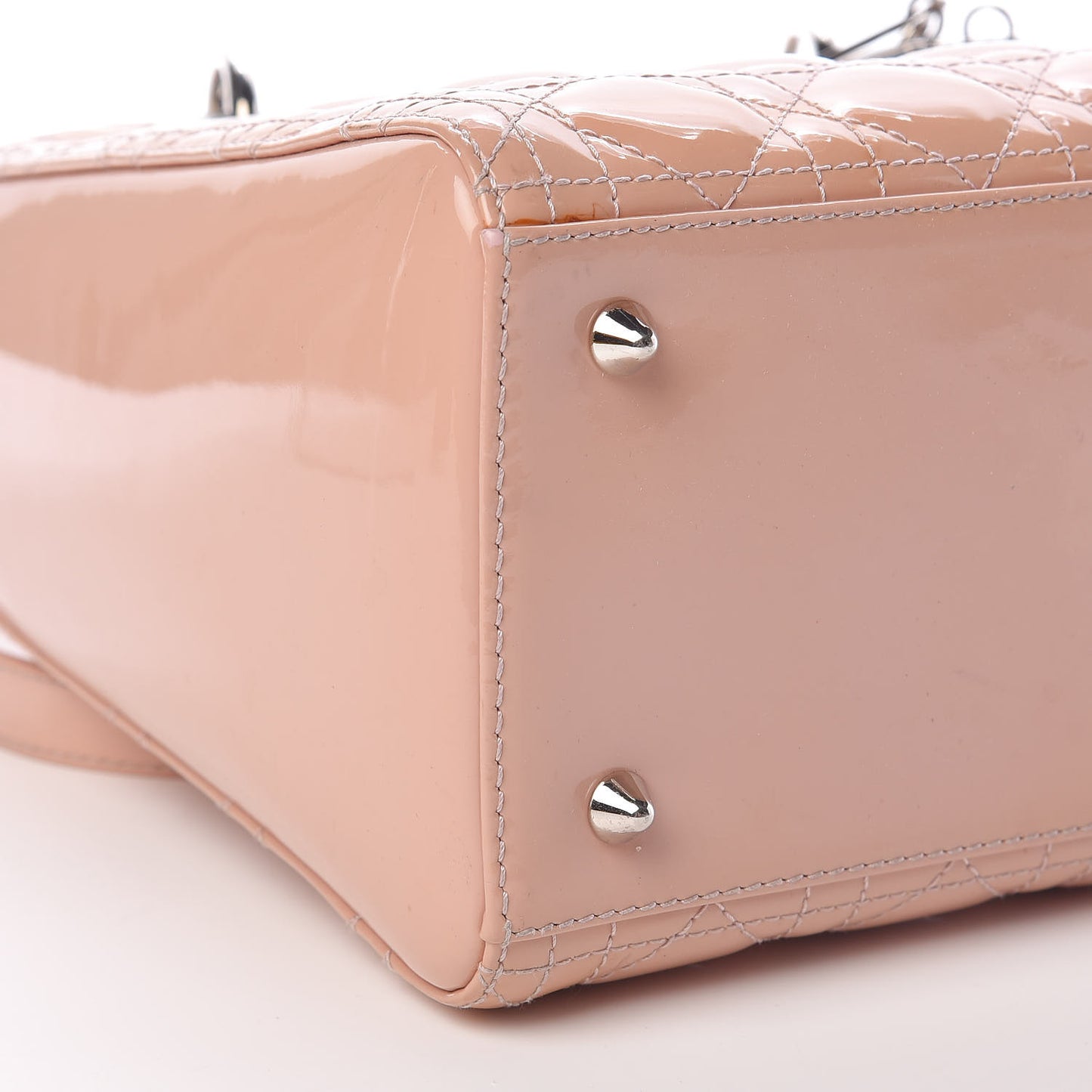 Patent Cannage Medium Lady Dior Beige