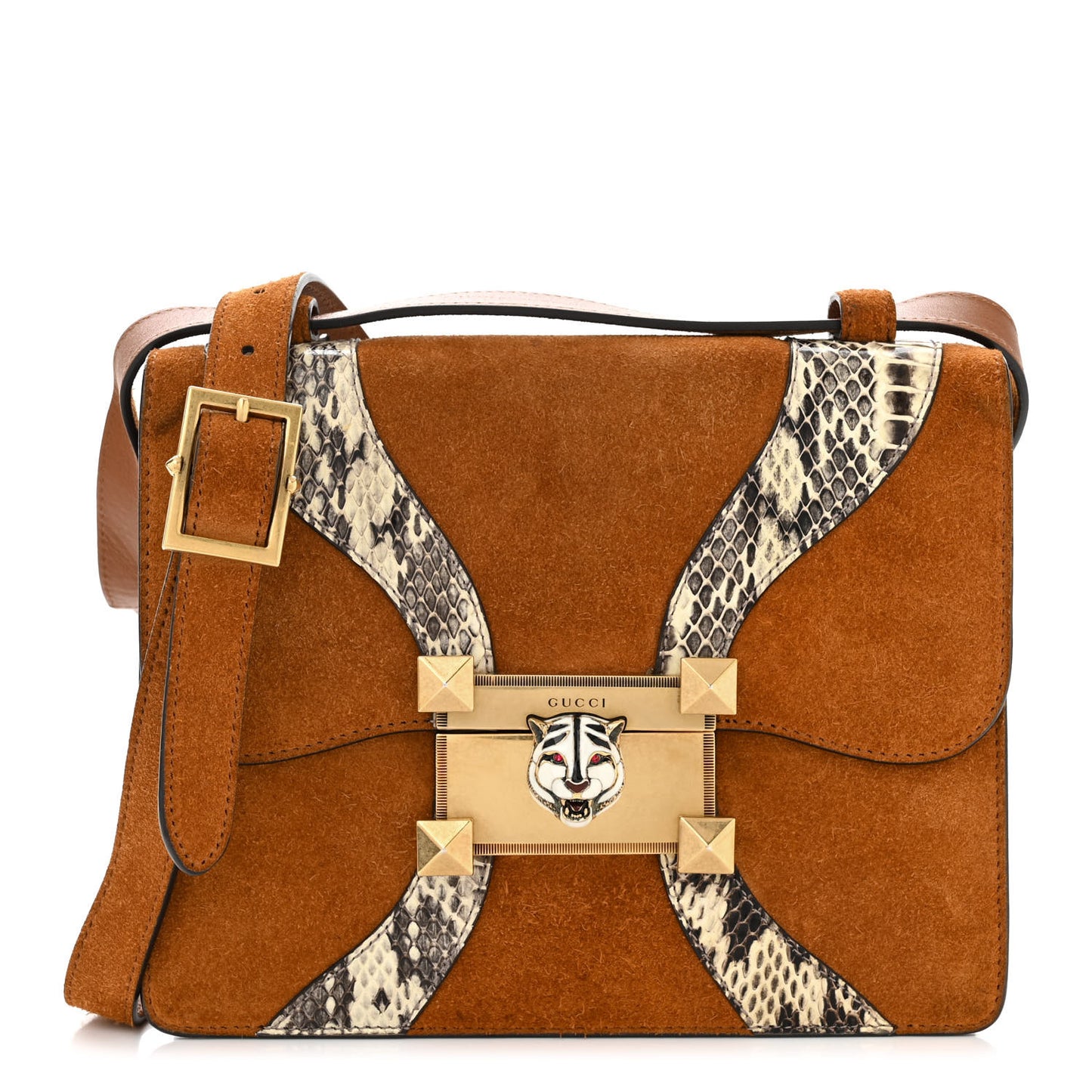 Snakeskin Suede Osiride Shoulder Bag Bright Cuir