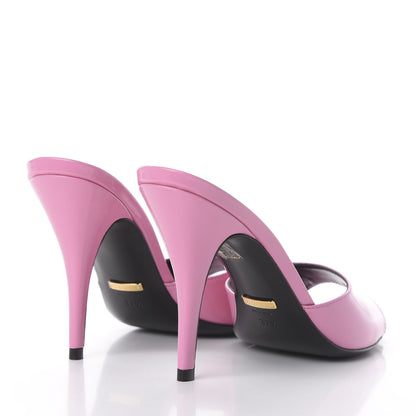 Gucci Polished Calfskin Scarlet Mid Heel Slide Sandals 37.5 Pink Plexi 4 of 11